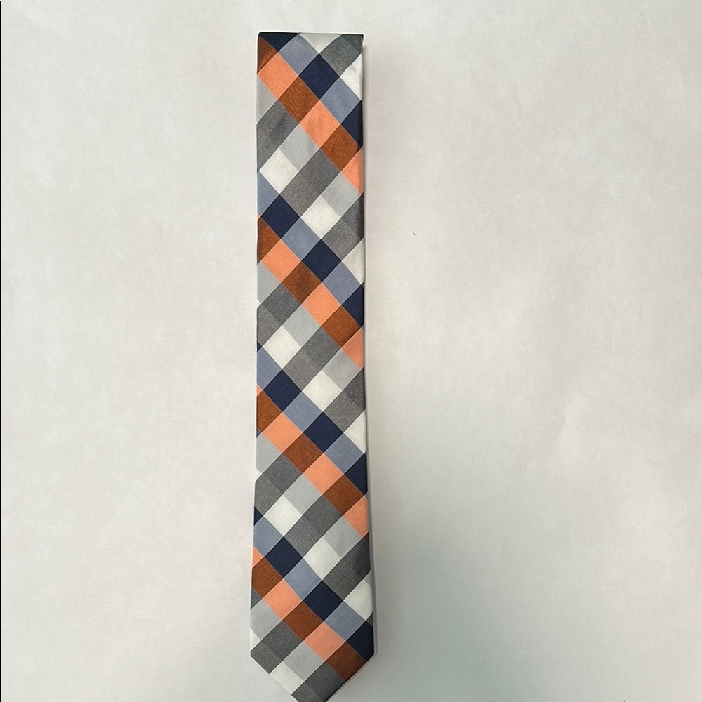 Chaps Orange and Blue Plaid Tie